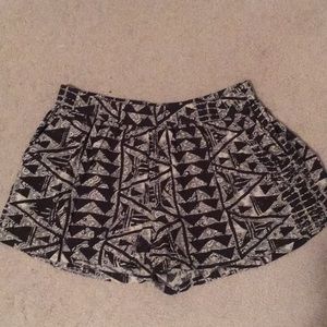 Black and cream flowy shorts
